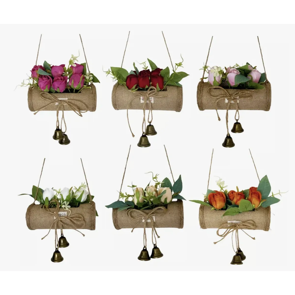 OKAY - 6 Rosas Articiales Con Estante Y Campana Decoración Hogar