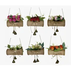 OKAY - 6 Rosas Articiales Con Estante Y Campana Decoración Hogar