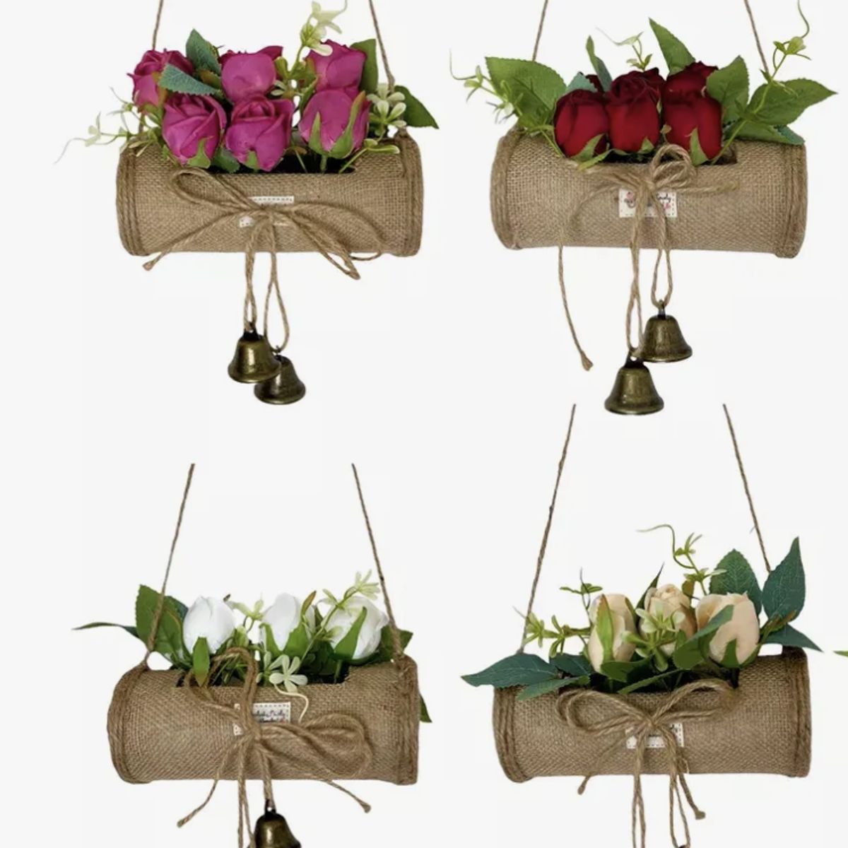 OKAY - 6 Rosas Articiales Con Estante Y Campana Decoración Hogar