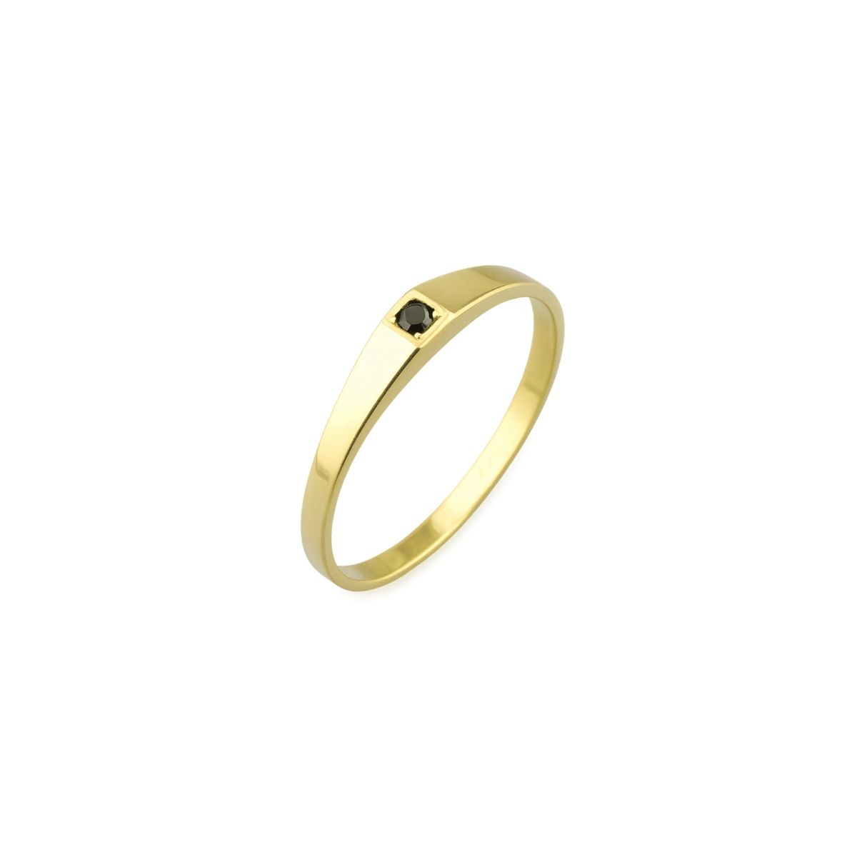 JB JOYAS BARON - Anillo Oro 18kt Platino Minimalista Plano Circonita