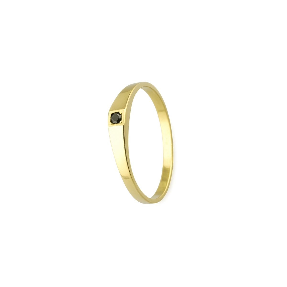 JB JOYAS BARON - Anillo Oro 18kt Platino Minimalista Plano Circonita