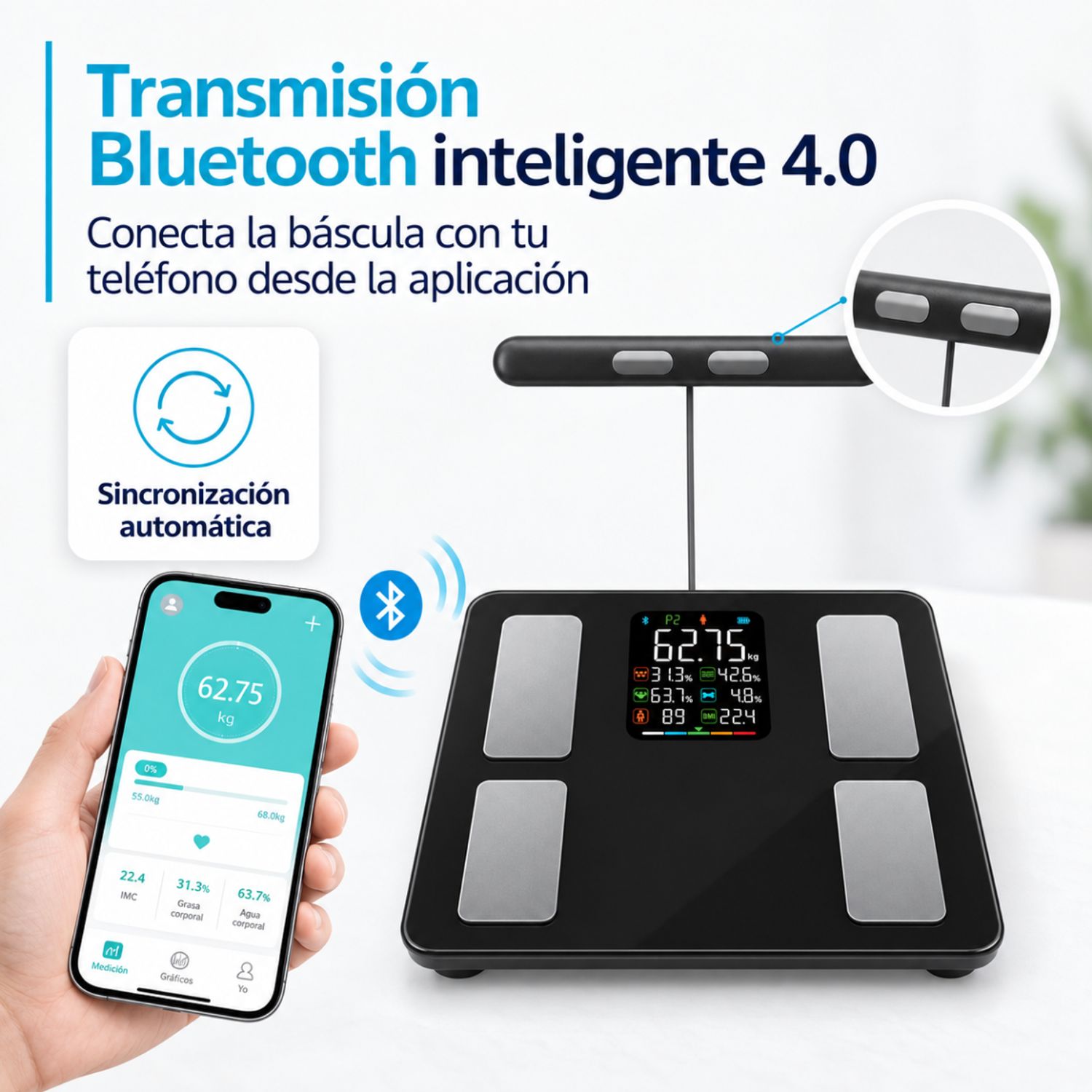TOPMEDIC Balanza Pesa Digital Inteligente Senssun + Bioimpedancia