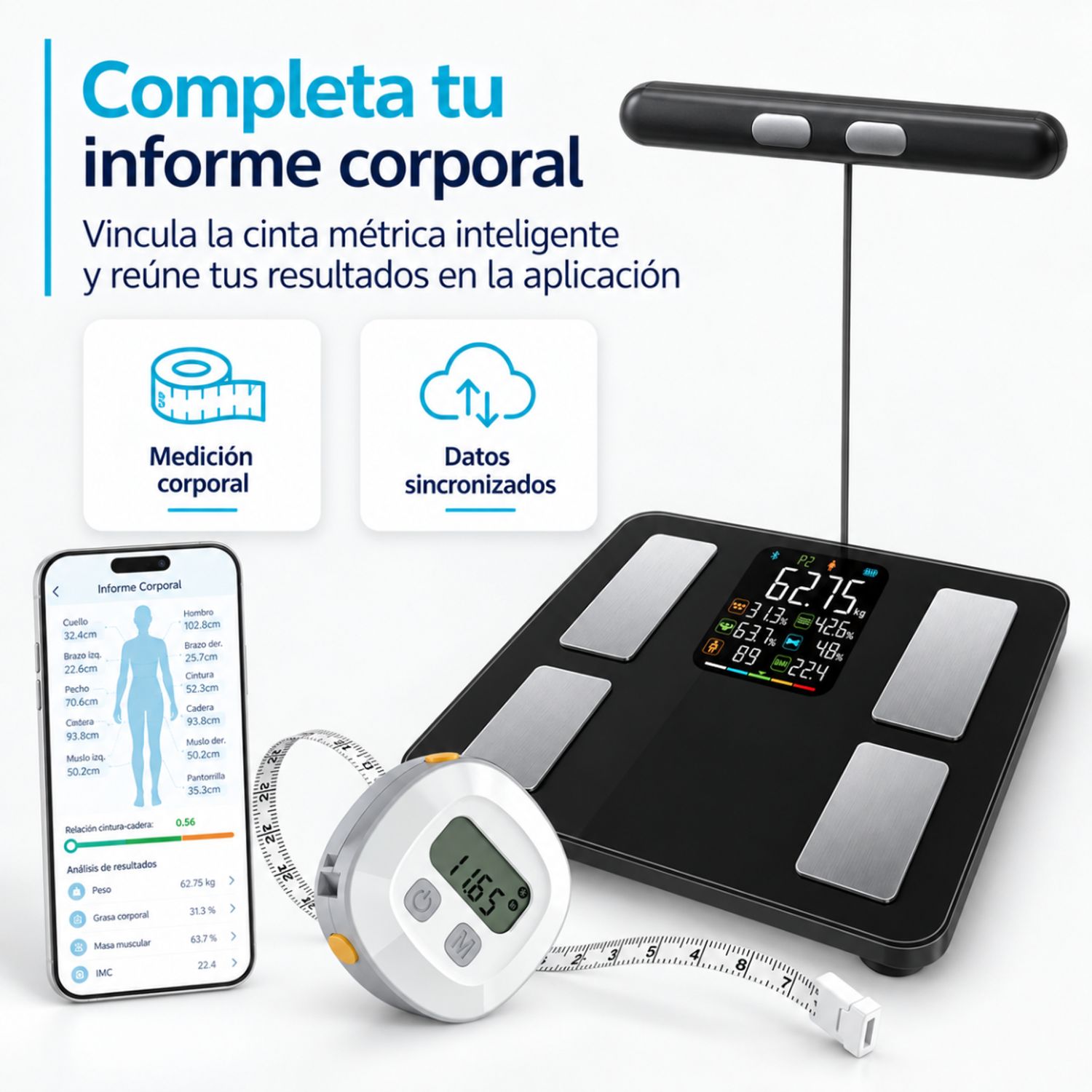 TOPMEDIC Balanza Pesa Digital Inteligente Senssun + Bioimpedancia