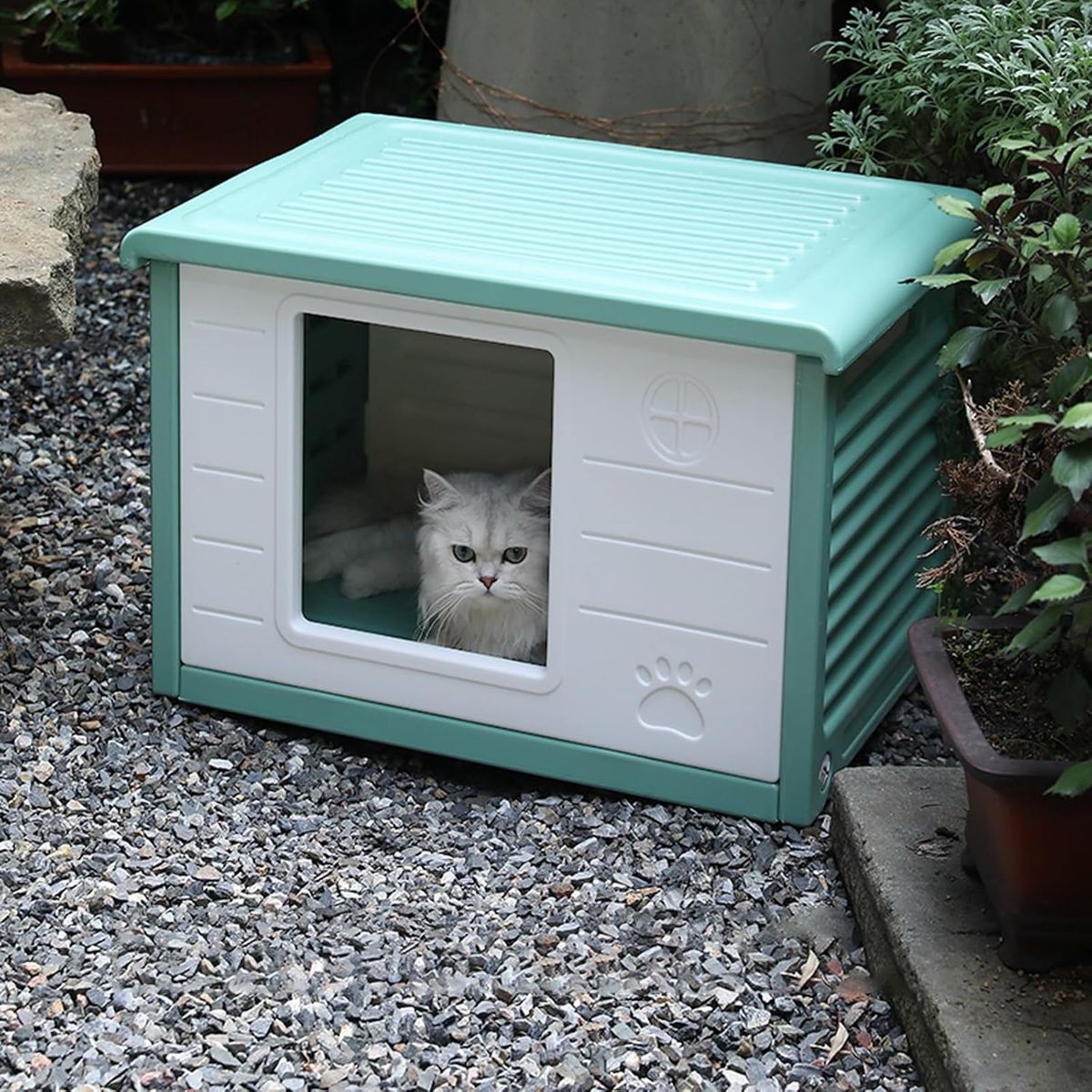HOOPET - Casita De Gatos Para Interior O Exterior Fácil Armado