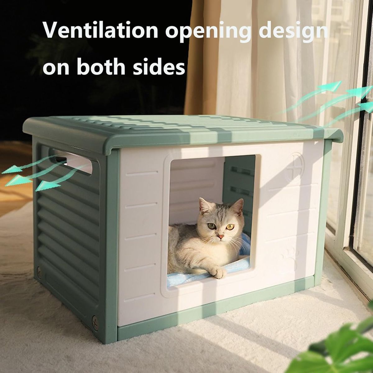 HOOPET - Casita De Gatos Para Interior O Exterior Fácil Armado