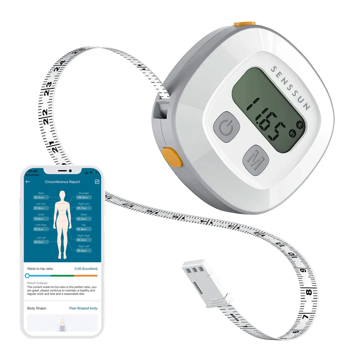 TOPMEDIC - Tallimetro Cinta Metrica Corporal Digital Con Bluetooth Pantalla LCD Topmedic