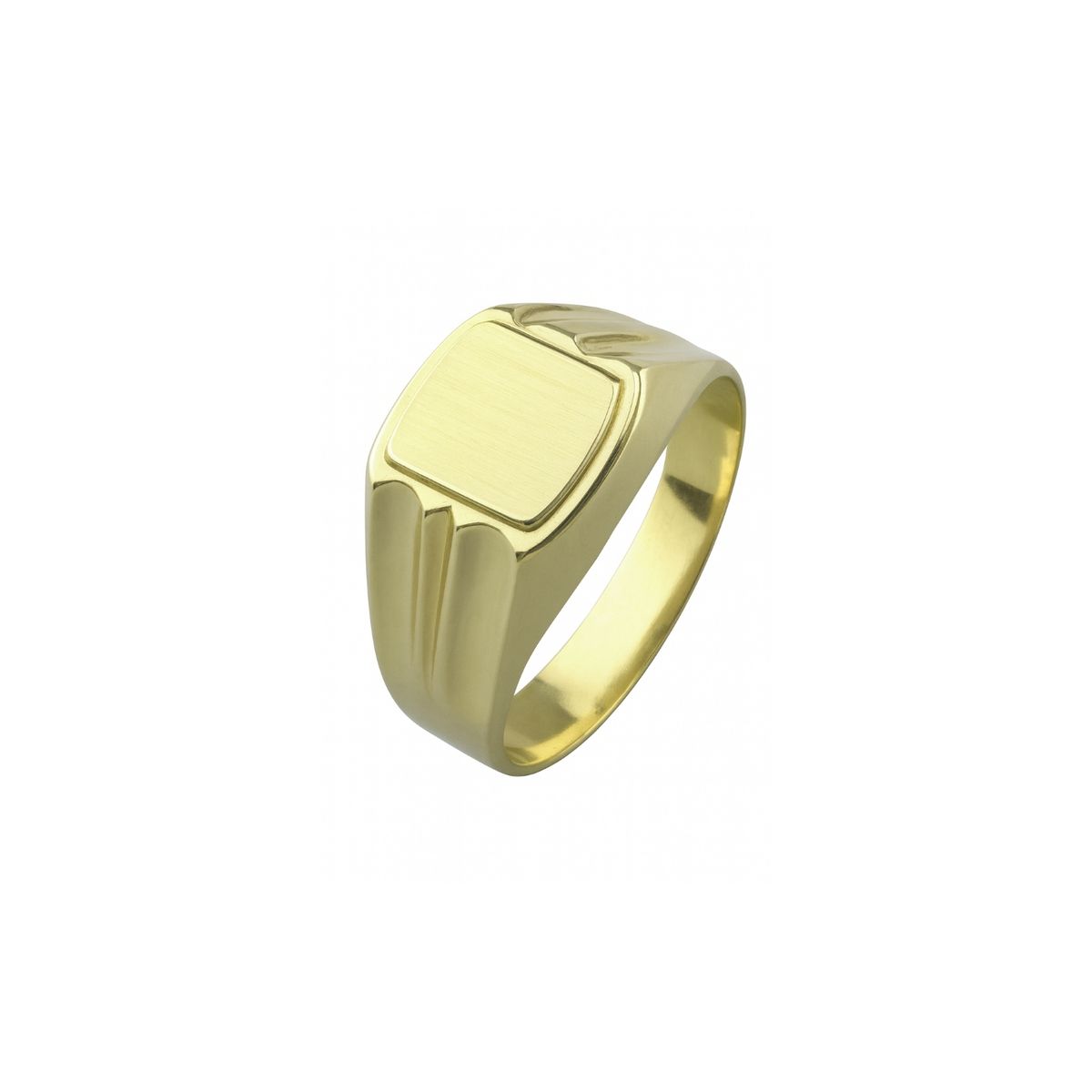 JB JOYAS BARON - Anillo Oro 18kt Sello Cuadrado Ranurado
