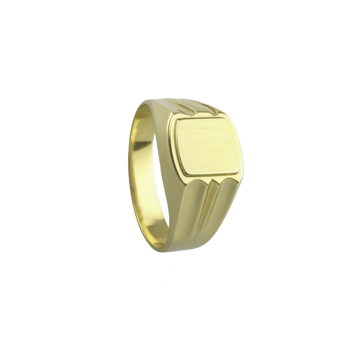 JB JOYAS BARON - Anillo Oro 18kt Sello Cuadrado Ranurado
