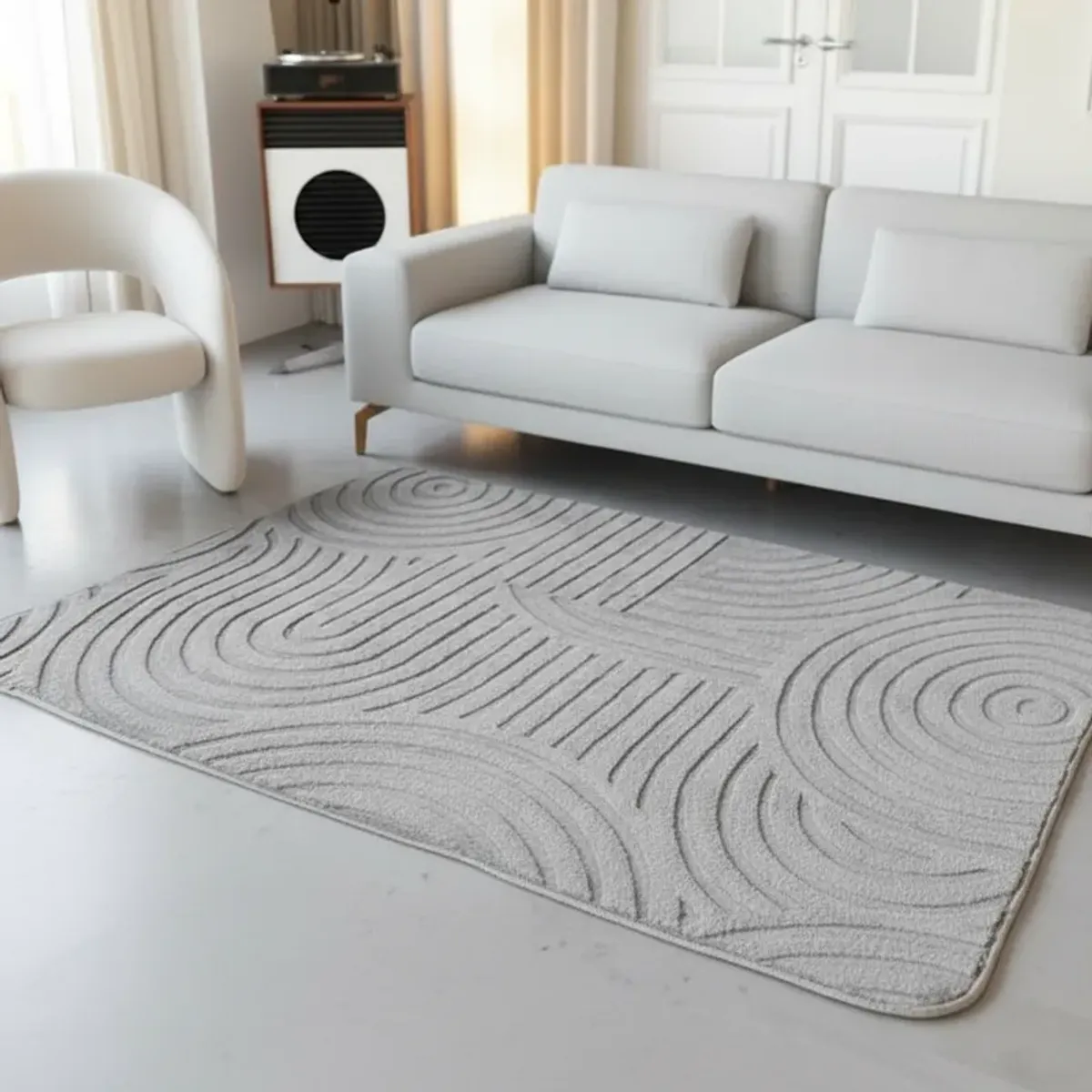 GENERICO - ALFOMBRA JACQUARD 150X200 GRIS RELIVE TEXTURIZADO SUAVE MODERNA ELAGANTE MP