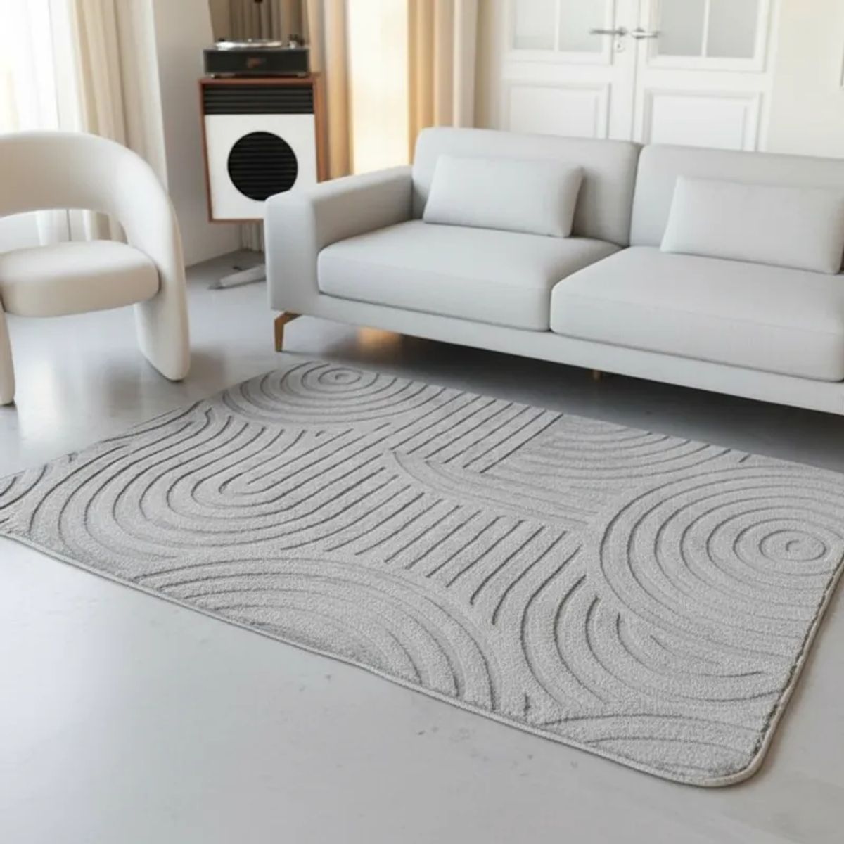 GENERICO - ALFOMBRA JACQUARD 150X200 GRIS RELIVE TEXTURIZADO SUAVE MODERNA ELAGANTE MP