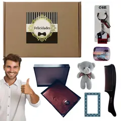 GENERICO - Box para regalo con billetera de cuero sintético Pu + accesorios hombre