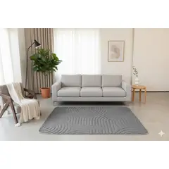 GENERICO - ALFOMBRA JACQUARD 150X200 GRIS OSCURO RELIVE TEXTURIZADO SUAVE MODERNA ELAGANTE MP