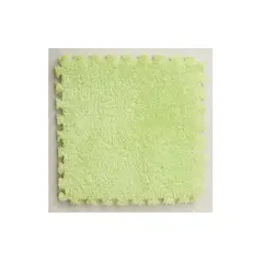 OKAY - Set 10 Alfombra Goma Eva Peluda Piso Decoración 30x30cm Color Verde Lima Y Blanco Peludo