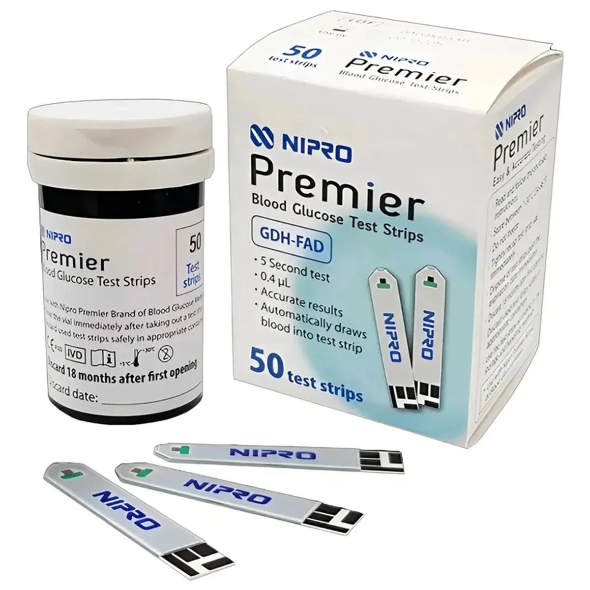 NIPRO - Tiras Reactivas 50 Unids Nipro Premier Cinta Medidor Glucosa