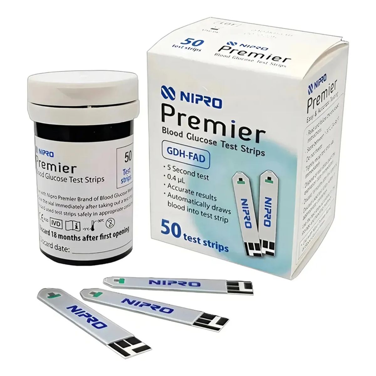 NIPRO - Tiras Reactivas 50 Unids Nipro Premier Cinta Medidor Glucosa