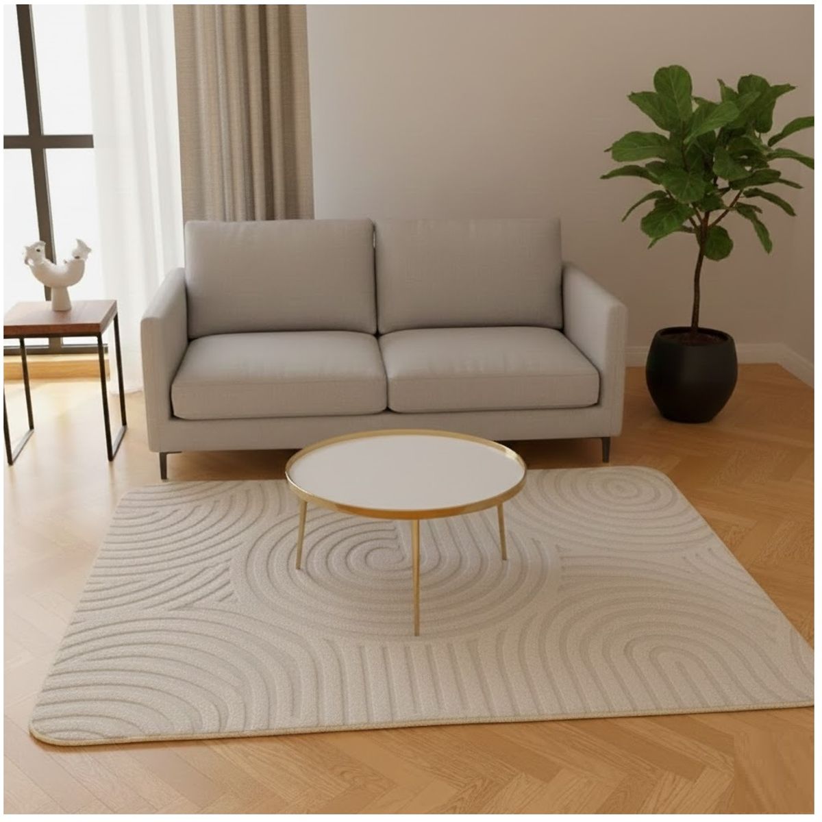 GENERICO - ALFOMBRA 200X240 BEIGE  RELIVE TEXTURIZADO SUAVE MODERNA ELAGANTE MP