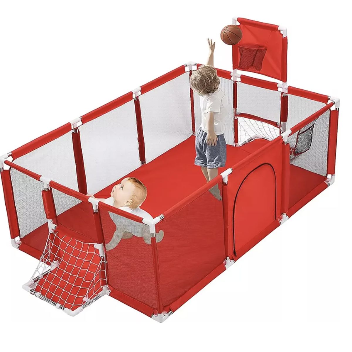 OKAY - Corral Para Bebé Con Vallas Arco Futbol Aro Basquet Niños