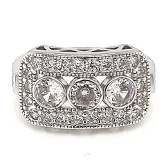 JOYAS LANDEROS - Anillo Art-Deco 3 Circones Plata 925