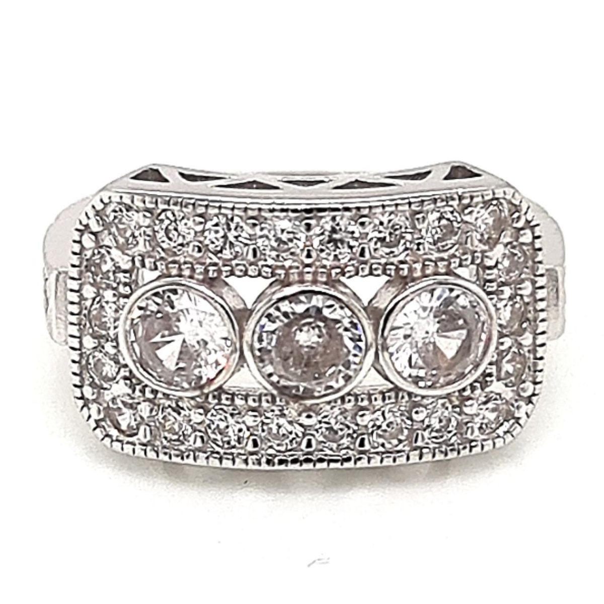 JOYAS LANDEROS - Anillo Art-Deco 3 Circones Plata 925