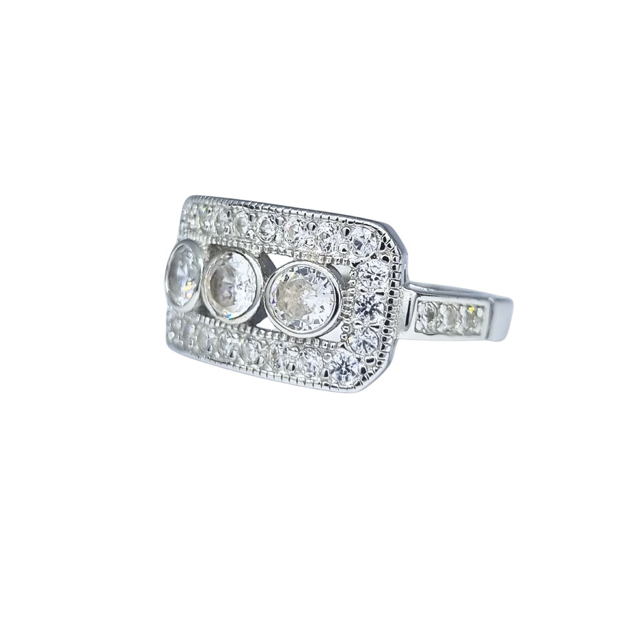 JOYAS LANDEROS - Anillo Art-Deco 3 Circones Plata 925