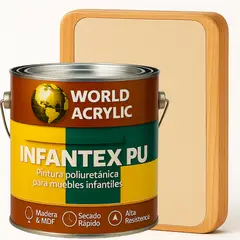 WORLD ACRYLIC - PINTURA MUEBLES INFANTEX PU BRILLANTE- MULTISUPERFICIES - GALON ARENA MÁGICA