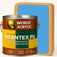 WORLD ACRYLIC - PINTURA MUEBLES INFANTEX PU BRILLANTE- MULTISUPERFICIES - GALON AZUL CIELO