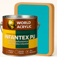 WORLD ACRYLIC - PINTURA MUEBLES INFANTEX PU BRILLANTE- MULTISUPERFICIES - GALON AZUL SIRENITA