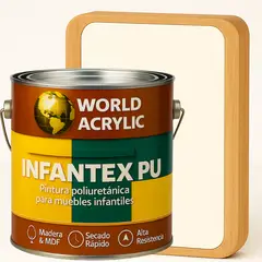 WORLD ACRYLIC - PINTURA MUEBLES INFANTEX PU BRILLANTE- MULTISUPERFICIES - GALON BLANCO LECHE