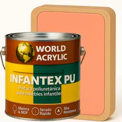 WORLD ACRYLIC - PINTURA MUEBLES INFANTEX PU BRILLANTE- MULTISUPERFICIES - GALON CORAL SUAVE