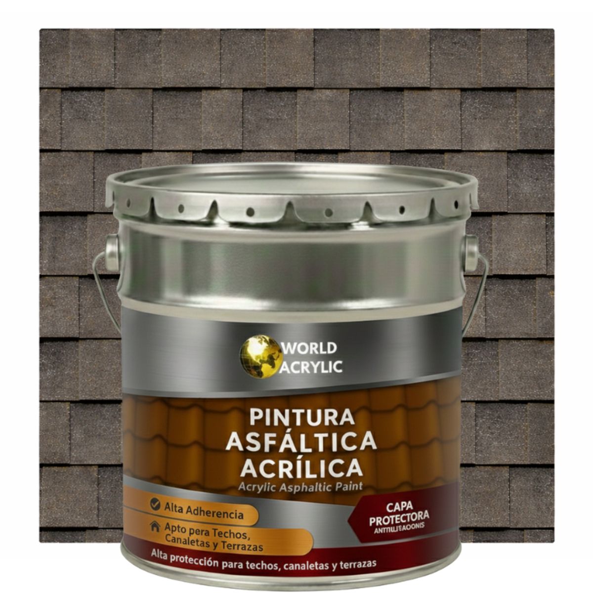 WORLD ACRYLIC - PINTURA - SELLO - IMPERMEABIZANTE - TEJAS ASFALTICA - TINETA 4G GRIS BEIGE