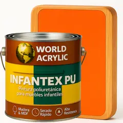 WORLD ACRYLIC - PINTURA MUEBLES INFANTEX PU BRILLANTE- MULTISUPERFICIES - GALON NARANJA AVENTURERO