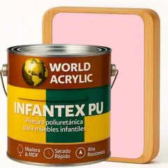 WORLD ACRYLIC - PINTURA MUEBLES INFANTEX PU BRILLANTE- MULTISUPERFICIES - GALON ROSA ALGODÓN