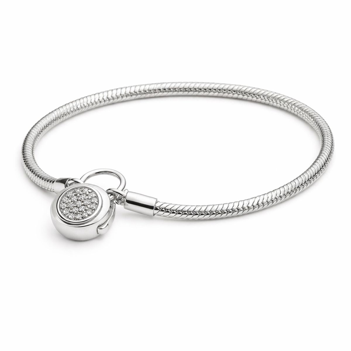 GENERICO - Pulsera de Plata S925 con Broche Candado Pavé  Elegancia Atemporal