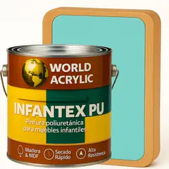 WORLD ACRYLIC - PINTURA MUEBLES INFANTEX PU BRILLANTE- MULTISUPERFICIES - GALON TURQUESA SIRENA