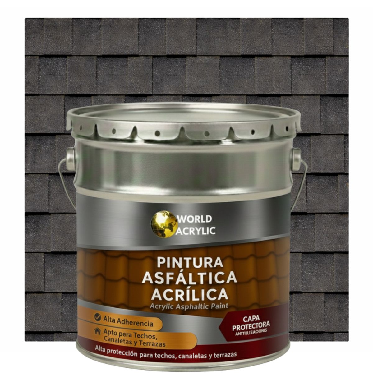 WORLD ACRYLIC - PINTURA - SELLO - IMPERMEABIZANTE - TEJAS ASFALTICA - TINETA 4G GRIS TRAFICO