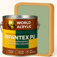 WORLD ACRYLIC - PINTURA MUEBLES INFANTEX PU BRILLANTE- MULTISUPERFICIES - GALON VERDE UNICORNIO