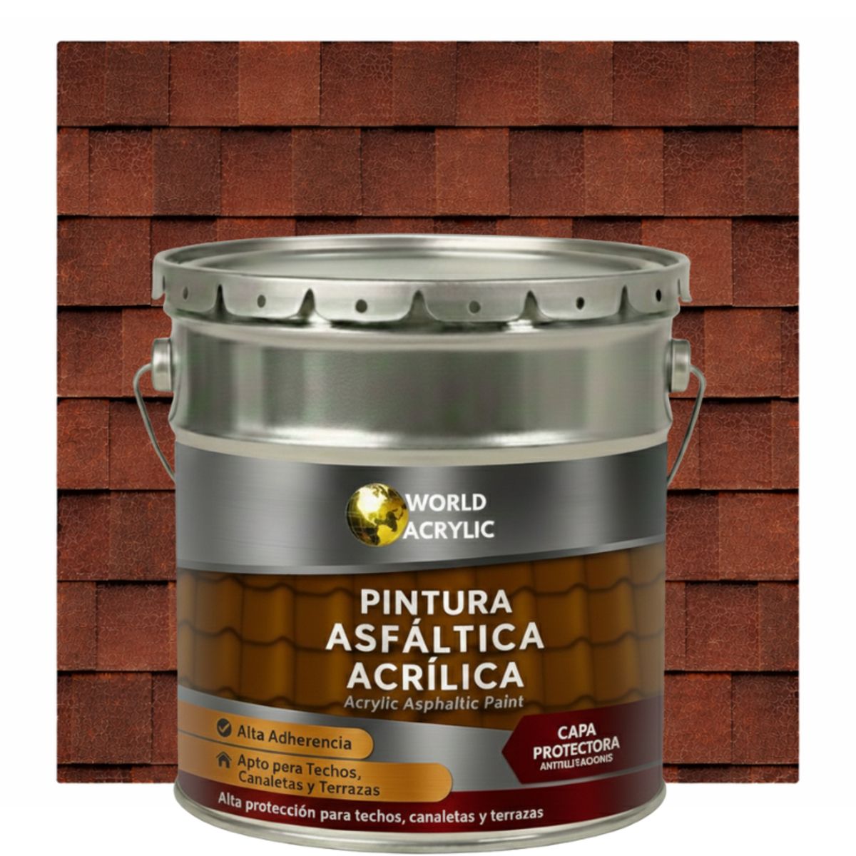 WORLD ACRYLIC - PINTURA - SELLO - IMPERMEABIZANTE - TEJAS ASFALTICA - TINETA 4G MARRON ARCILLA