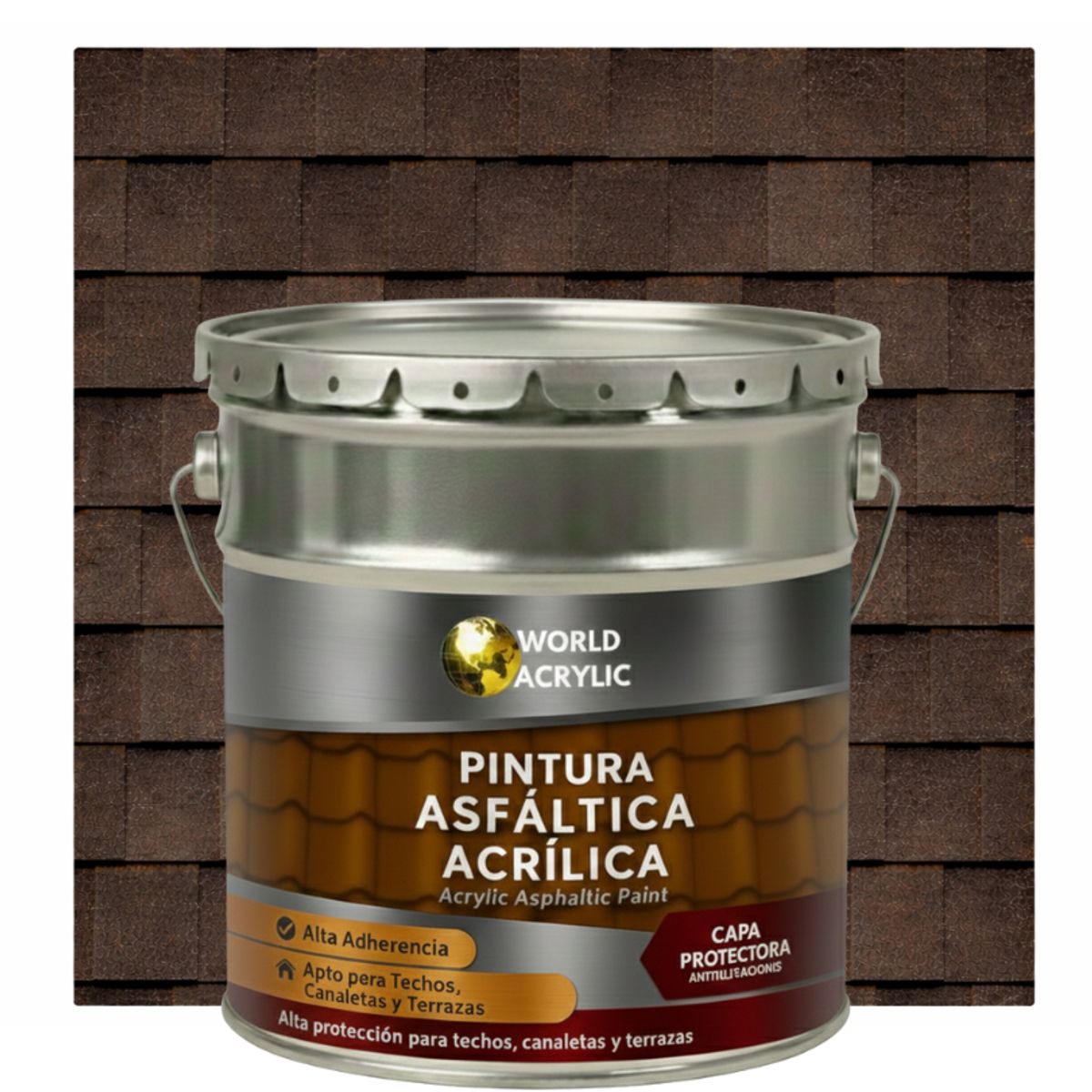 WORLD ACRYLIC - PINTURA - SELLO - IMPERMEABIZANTE - TEJAS ASFALTICA - TINETA 4G MARRON SEPIA
