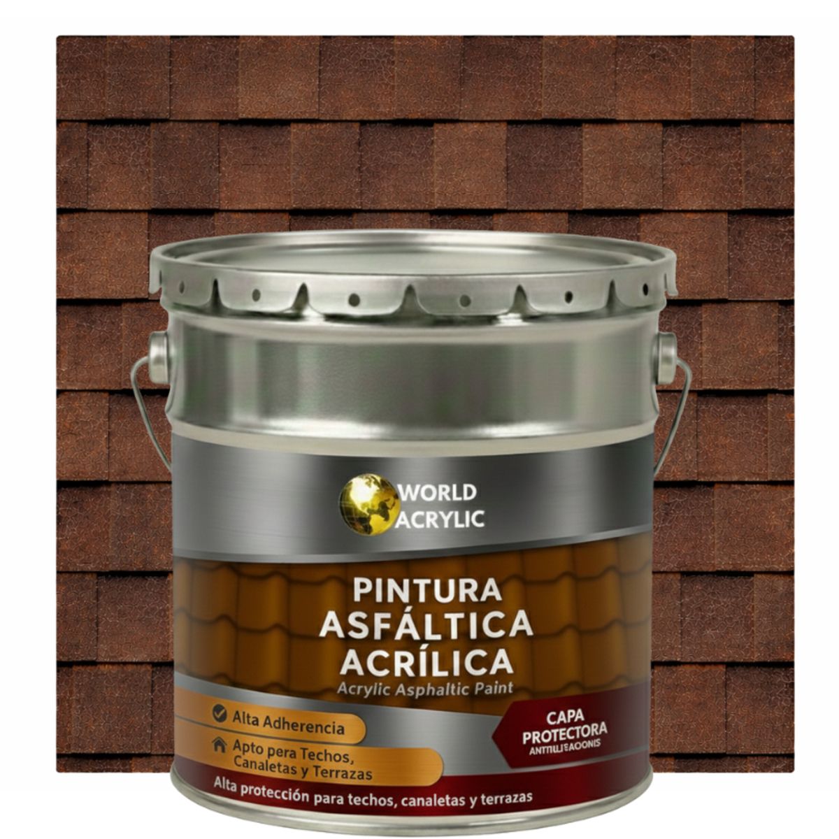 WORLD ACRYLIC - PINTURA - SELLO - IMPERMEABIZANTE - TEJAS ASFALTICA - TINETA 4G MARRON CHOCOLATE