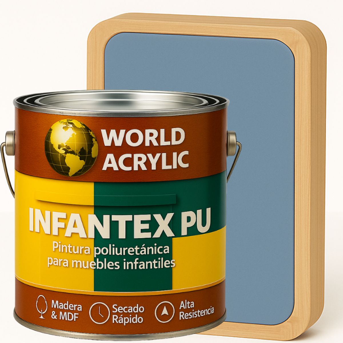 WORLD ACRYLIC - PINTURA MUEBLES INFANTEX PU MATE- MULTISUPERFICIES - GALON AZUL DENIM SUAVE
