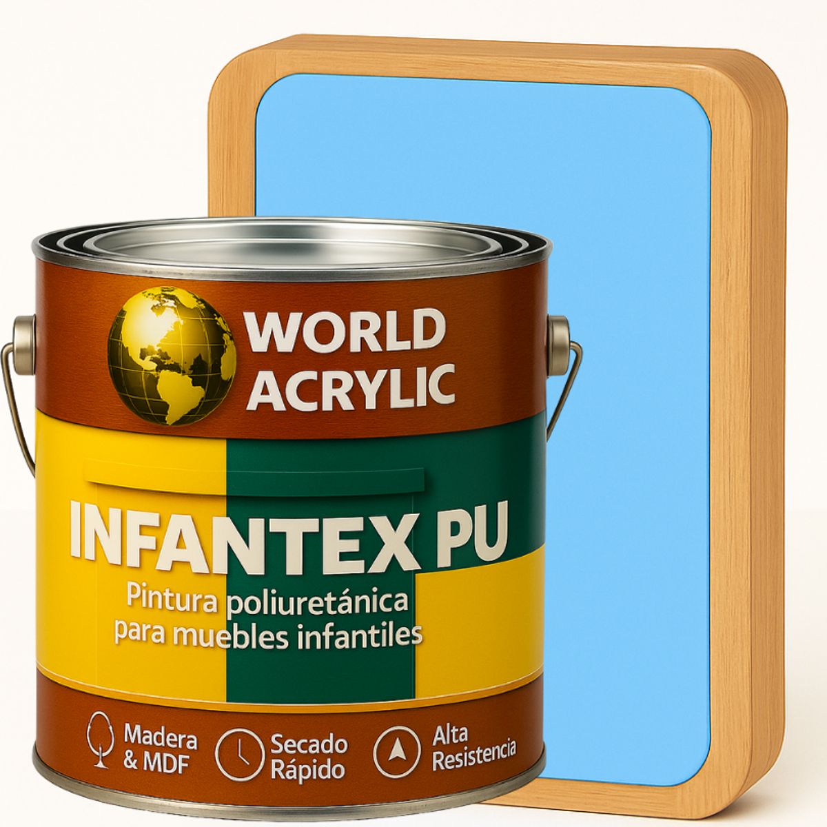 WORLD ACRYLIC - PINTURA MUEBLES INFANTEX PU MATE- MULTISUPERFICIES - GALON AZUL JUGUETE