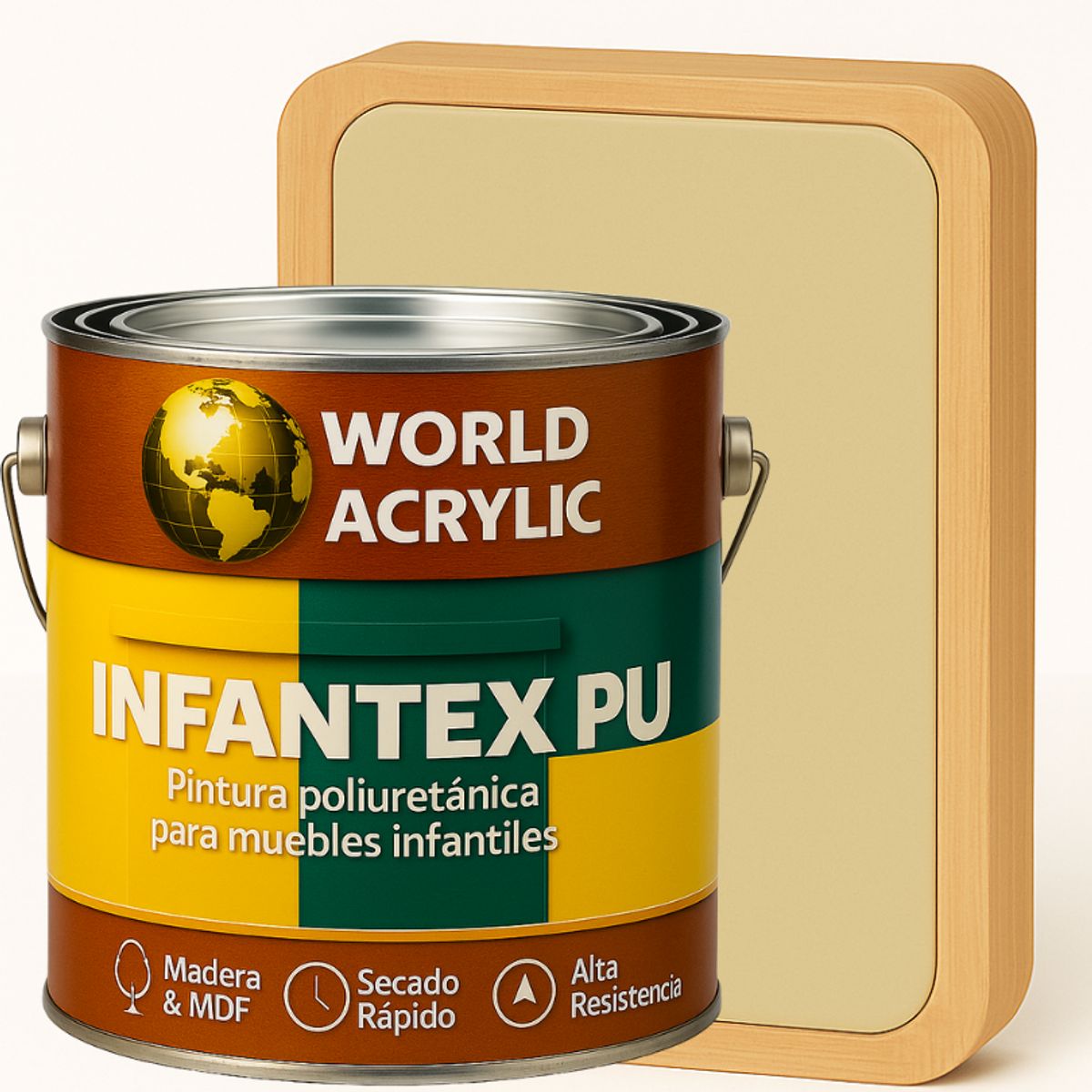WORLD ACRYLIC - PINTURA MUEBLES INFANTEX PU MATE- MULTISUPERFICIES - GALON BEIGE ARENA CLARO