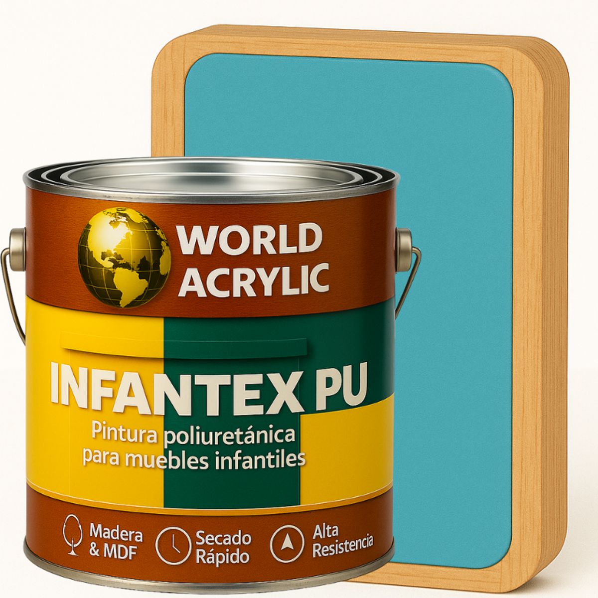 WORLD ACRYLIC - PINTURA MUEBLES INFANTEX PU MATE- MULTISUPERFICIES - GALON CELESTE ALGODÓN