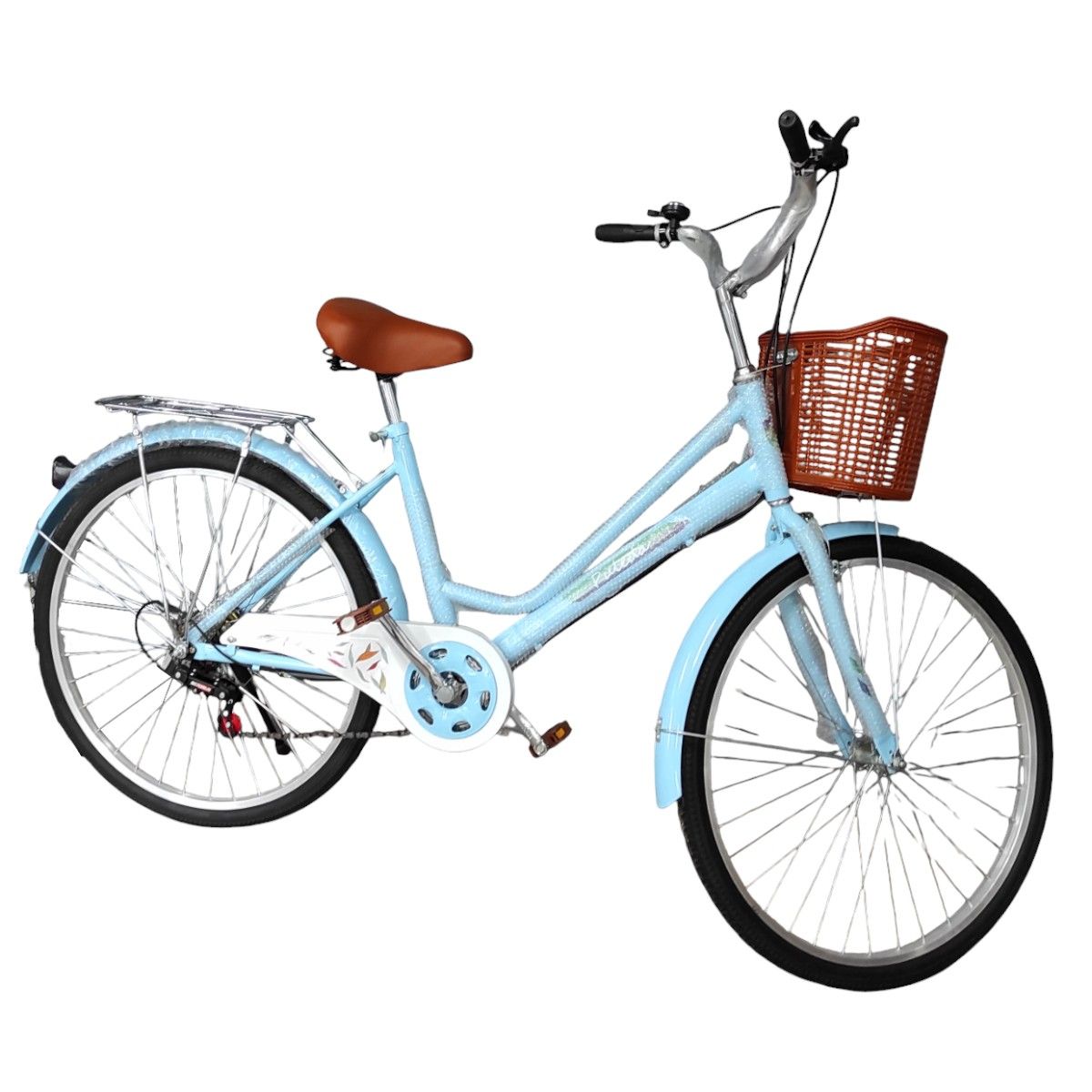 GENERICO - Bicicleta Aro 27.5  Puleda Celeste de Paseo Con 7 Velocidades Y Freno Disco