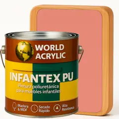 WORLD ACRYLIC - PINTURA MUEBLES INFANTEX PU MATE- MULTISUPERFICIES - GALON CORAL ENCANTADO