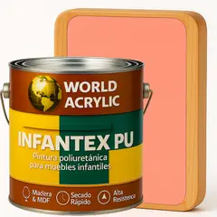 WORLD ACRYLIC - PINTURA MUEBLES INFANTEX PU MATE- MULTISUPERFICIES - GALON DURAZNO FELIZ