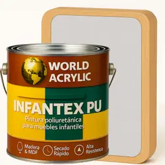 WORLD ACRYLIC - PINTURA MUEBLES INFANTEX PU MATE- MULTISUPERFICIES - GALON GREIGE BEBÉ