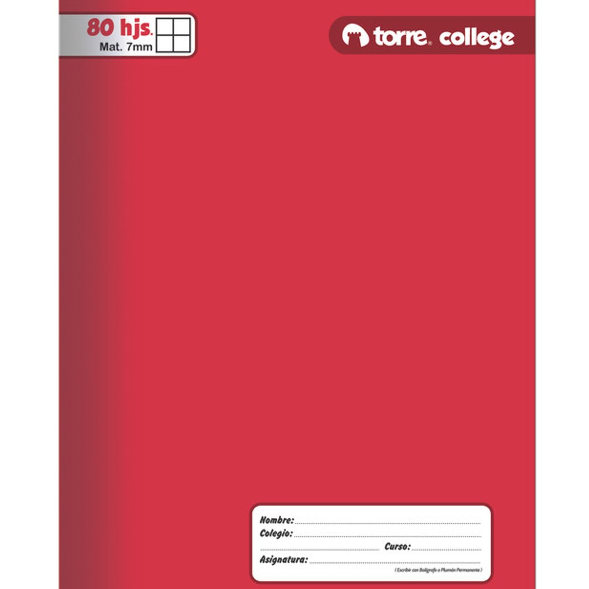 TORRE - Cuad College Liso 7Mm 80Hjs Torre