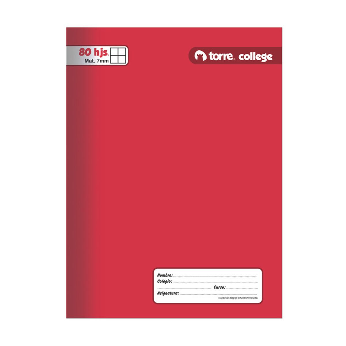 TORRE - Cuad College Liso 7Mm 80Hjs Torre