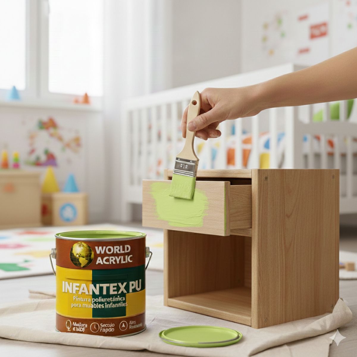 WORLD ACRYLIC - PINTURA MUEBLES INFANTEX PU MATE- MULTISUPERFICIES - GALON ROSA ALGODÓN